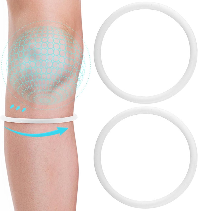 Ranjaner 2Pcs Silicone Patellar Tendon Support Strap for Knee Pain Relief, Patella Stabilizer Knee Strap Brace Support for Hiking, Soccer, Basketball(Color:White) - Image 3